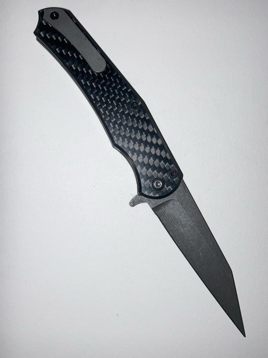 Carbon Fiber, Carbon Steel Flipper Pocket Knife